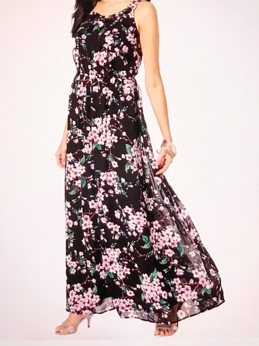 ROAMANS Floral Maxi Dress Sleeveless Black Pink Women’s Plus Size 4X